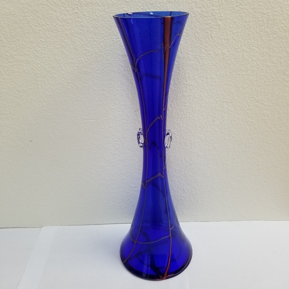 10052 New Rare Murano Cobal Blue 16" Vase, Italia Collection, hand made in Italy - Picture 4 of 13